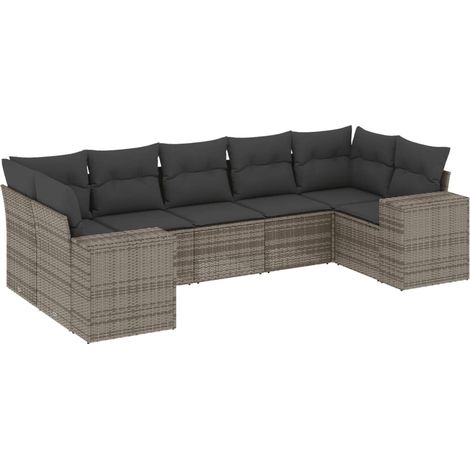 Maison Exclusive - 7-tlg. Garten-Sofagarnitur mit Kissen Grau Pol
