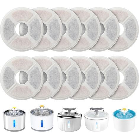 Filtre Fontaine Eau Chat, Filtre de Fontaine Triple Action 12 PCS pour Remplacement de la Fontaine de Chat avec Résine échangeuse d'ions, Charbon Actif pour Fontaine à Eau 2-2.5L (1/5)