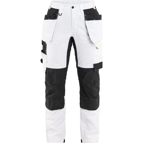 Pantalon de travail peintre stretch 2D poches flottantes femme feMyanMare - Blanc/Noir XS - FR(34) - SE(C32) - Standards