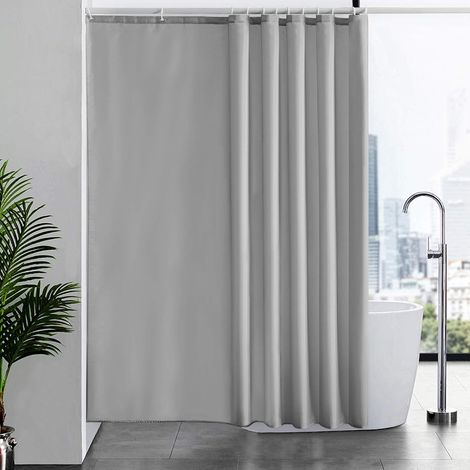 c Rideau de Douche Anti Moisissure en Polyester Tissu Lavable Gris Grand Rideaux de Bain Imperméable pour Baignoire Salle de Bain avec 12 Crochets et Oeillets 200x200cm (1/5)