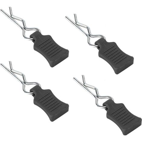 RC Corps Clips Bent Springy R Pins, 1/8 1/10 1/16 RC Body Clips R Pins + Kit de support de fixation RC Modèle Bent Body Clip Accessoire(Noir) (1/5)