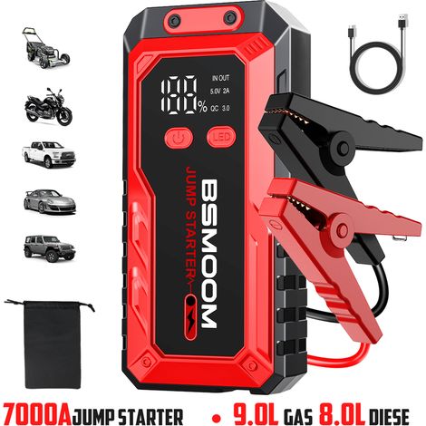 Boosteur batterie 7000A avec écran numérique et lampe LED 3 modes – démarreur portable pour voiture, moto, camion, bateau (12V)