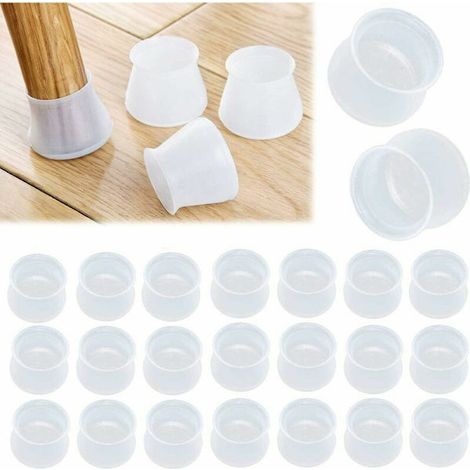 24 protections en silicone pour pieds de chaises et de meubles, antidérapantes, transparentes, 28-45 mm (1/5)
