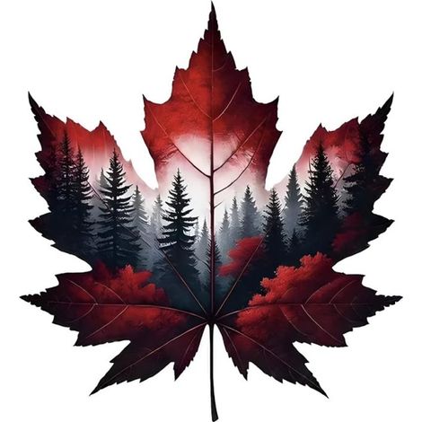 Irovami Autocollant paysage forestier à feuilles d'érable rouge, idéal pour la décoration d'objets (lot de 2 rouges) (1/5)