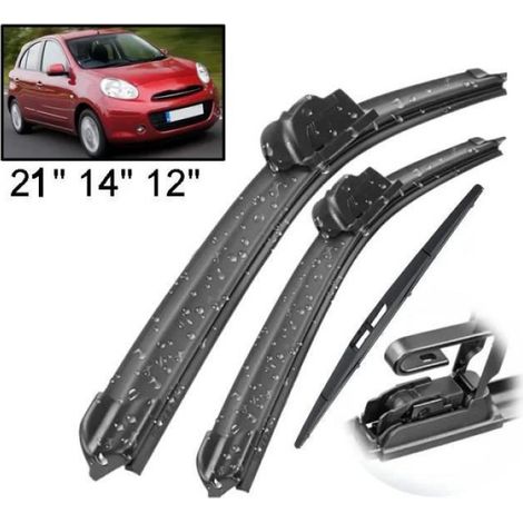 Balai Essuie-Glace - Caoutchouc Naturel Haute Résistance - Pour Nissan Micra K13 2010 à 2020 - Lot de 3 (1/4)
