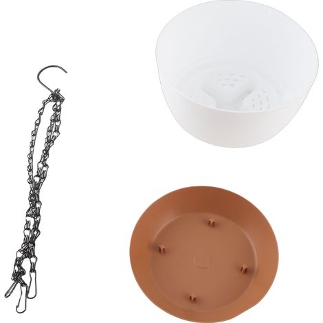 Macetero colgante con doble cadena para el hogar, balcón e interiores, con depósito de absorción de agua automático. (1/5)