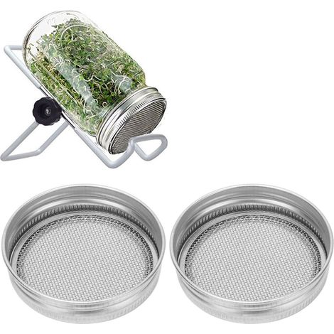 2 Pièces Couvercles de Germination en Acier Inoxydable pour Bocaux, Filtre à Graines et Accessoire de Jardinage (1/5)