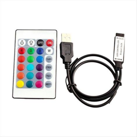 Contrôleur RGB - DC 5 V - Télécommande RF Sans Fil - Pour Bandes LED 3528 5050 COB - Pour Éclairage Intérieur Décoratif - Kit Complet 2 Pièces