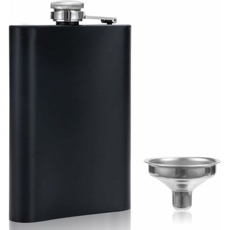 Green Mobility-Flasque en Acier Inoxydable 226ml Flasque Alcool avec Entonnoir Portable Hip Flask de Whisky pour Voyage Pêche Camping Escalade Barbecue en Plein Air Cadeau pour Homme Noir (1/5)