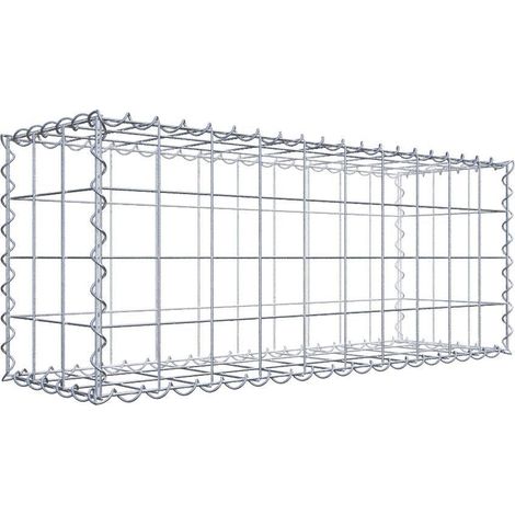 Gabion 100 cm x 40 cm x 30 cm – Mailles 10 x 10 cm – Construction en fil de fer galvanisé – Résistance à la corrosion – Montage rapide avec spirales – Gabiona