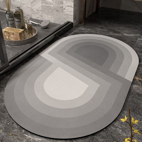 Tapis absorbants, tampons de boue de diatomées, tampons absorbants, paillassons de cuisine de salle de bain, tapis antidérapants de salle de bain, tapis de toilette de salle de bain, gris (1/5)