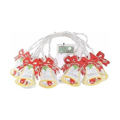 Guirlande lumineuse de Noël, 1,5 m, 10 LED, cloche de sapin, corps de lampe en tôle, blanc chaud, pour Noël et les fêtes (1/5)