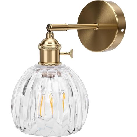 Lampe Murale en Alliage D'aluminium avec Abat-jour en Verre, Design Minimaliste Vintage, pour café, Chambre à Coucher, Restaurant, Salon (abat-jour transparent) (1/5)