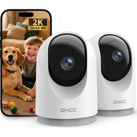 Caméra Surveillance WiFi Intérieure 2K 3MP pour Bébé/Animaux(Lot de 2) (1/5)