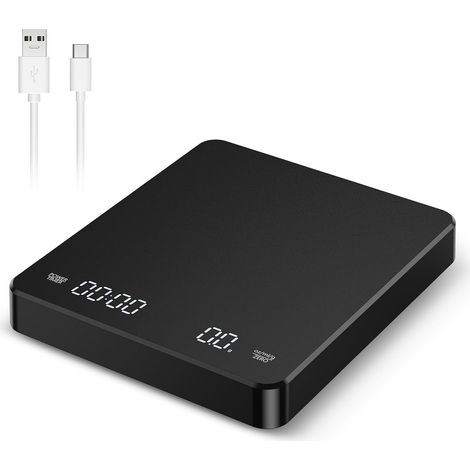 1 balance électronique, précision 0,1 g, capacité 3 kg, design compact 130 x 150 x 22,5 mm, minuterie intégrée, pour cuisine et pâtisserie (1/5)
