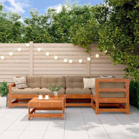 vidaXL Ensemble de salon de jardin 6 pcs Brun cire Bois de pin massif (1/5)
