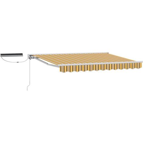 Store banne électrique rétractable, disponible en jaune, gris et blanc, 3,5 x 2 mètres. (1/5)