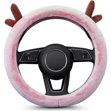 Housse de volant de voiture en épaisse et chaude, motif bois de cerf, respirante et antidérapante, 38 cm. (1/5)