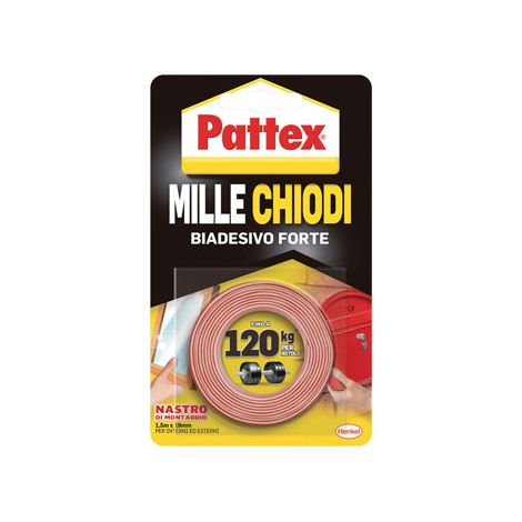PATTEX MILLECHIODI NASTRO BIADESIVO - H.MM 19 MT 1,5- 4 pezzi