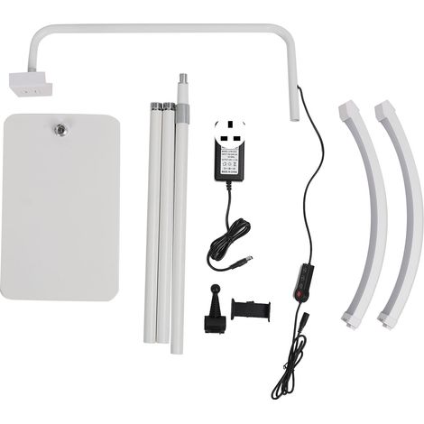 Lampadaire LED demi-lune 27 pouces, 3200K-5600K, 10 niveaux de luminosité, 3 températures de couleur, lampe beauté cils blanc 100-240V avec prise UK. (1/5)