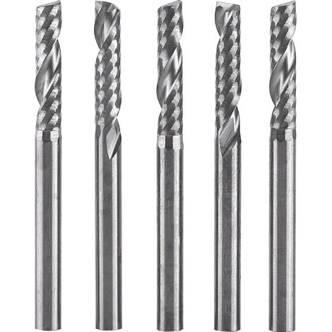 Fresas de extremo, 5 piezas de fresas de extremo CNC de vástago de 1/8" con broca, brocas de flauta de punta plana de carburo de 3,0 mm x 12 mm para madera, aluminio, acero y titanio.