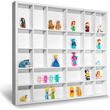 Vitrine Murale Bois Blanche 28 Compartiments - 44,5 x 40 x 3 cm (1/4)