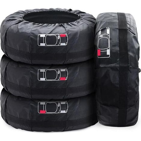 Juego de 4 fundas para rueda de repuesto de coche de 18 a 22 pulgadas, impermeables y a prueba de polvo, con asa reforzada (diámetro de 80 cm). (1/5)