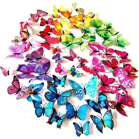 BEBUSINGOTO 108 pegatinas de pared de mariposas 3D, decoraciones de mariposas (1/5)