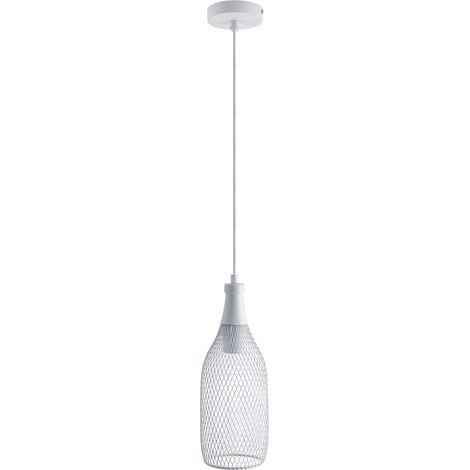 Paco Home Pendelleuchte Hängelampe Esszimmer Esstischlampe Metall 1,5m Textilkabel Kürzbar ohne Leuchtmittel, Weiß