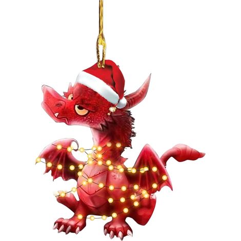 Pendentif Dinosaure Noël - Acrylique 2D - Décoration Arbre De Noël Suspendue - Décoration Voiture - Lot De 1 (1/5)