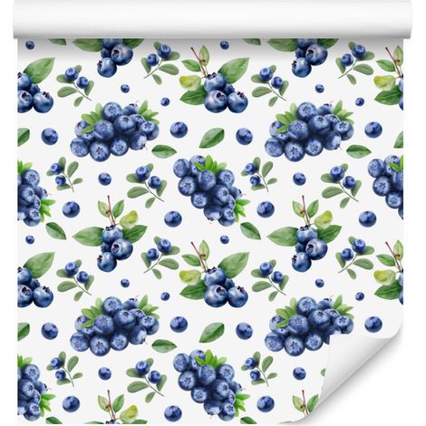 Papier peint Myrtille blanc, bleu et gris clair pour salon et chambre 50x1000 (1/4)