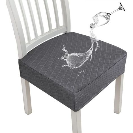 Set of 6 stretchable dining chair covers in dark grey diamond mesh, 35 x 35 x 5 cm (1/5)