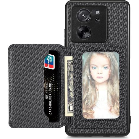 Coque pour Xiaomi Mi 13T / 13T Pro, Étui Ultra Mince Tendre TPU, Housse de Téléphone Antichoc Anti-dérapant avec Blocage RFID Sac de Carte. Le Noir (1/5)