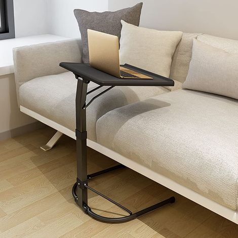 Table d'appoint pliable pour ordinateur portable, réglable en hauteur et en inclinaison, légère et portable, pour lit, canapé, extérieur, couleur : noir, dimensions : 43 x 43 x 63/70/76 cm (1/5)