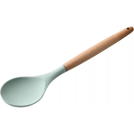 Cuillère de Cuisine en Silicone avec Manche en Bois Résistant pour Pâtisserie et Préparation (1/5)