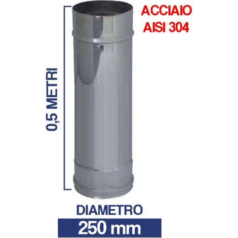 TUBO STUFA PELLET CAMINO IN ACCIAIO INOX AISI 304 PER CANNA FUMARIA CM 50 24427V 250 (19868)
