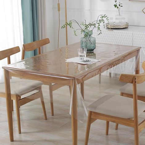 Nappe transparente 160x100 cm rectangulaire, film de protection de table en PVC lavable