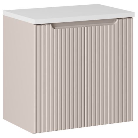 Ensemble Meuble Vasque 2 portes et Plateau Blanc L 60 x P 40 x H 59,5 cm - Astral - Beige crème - Livraison gratuite (1/5)