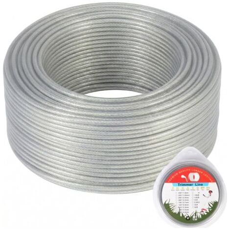 Fil de coupe en fil d'acier 2,4 mm x 60 M – Bobine pour débroussailleuse et coupe-bordure, accessoire éliminer les mauvaises herbes l'herbe dans le jardin m -