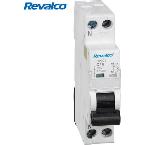 Revalco 1-poliger + neutraler magnetothermischer Schalter 20 A (schmal)