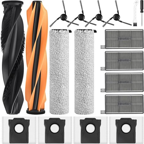 Lot de 18 - Accessoires Robot Aspirateur - Pièce de Rechange - Compatible Dreame Aqua10 Ultra Roller Complete - Sacs Poussière Brosses Filtres HEPA - Maison Animaux - Noir - Divers Tailles (1/5)
