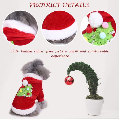 Vetement Chien - Cape Noel Pour Chien Petit Et Moyen Et Chat - Capuche Rembourree En Coton Et Polaire - Taille Unique (1/5)