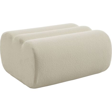 Pouf. repose-pieds pour chauffeuse Nova bouclette texturée blanc - Nova (1/4)