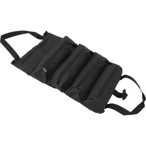 Sac à outils enroulable avec 5 fermetures éclair en tissu Oxford, sac à outils pour charpentiers, plombiers, noir (1/5)