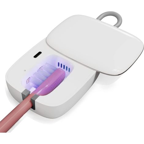 Stérilisateur UV rechargeable pour brosse à dents, nettoyeur électrique avec lumière ultraviolette, support désinfectant portable pour voyage et maison (1/5)