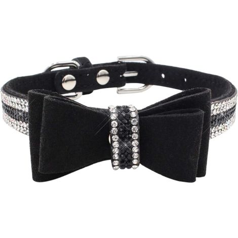 Collier de chien doux noeuds papillon (noir XS)