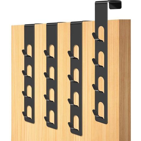 Crochets de Porte à Suspendre, 4 x Porte Manteau pour Porte, Crochets de Porte Standart, Patère de Porte Robuste, Sans Perçage, pour Placard Armoire, Cuisine Salle de Bains, Manteaux, Peignoirs (1/4)