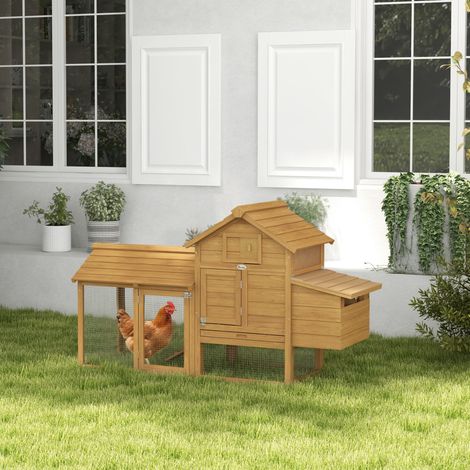 Poulailler en Bois Préfabriqué pour 2 Poules, avec Enclos et Pondoir, 151,5x54x87 cm (1/5)