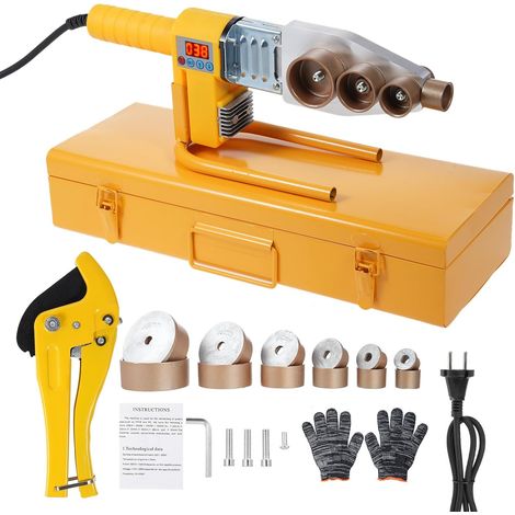 Plastic Pipe Welding Tool Kit, Plastic Welder Kit, Contains Welding Heads of 6 Diameters, Water Pipe Welding Machine, Hot Melting Tools (1/5)