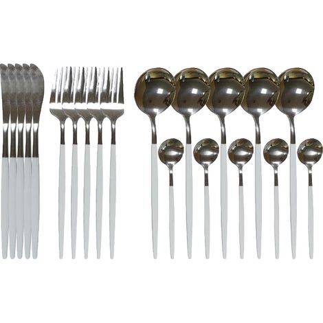 Juego de vajilla de 20 piezas, utensilios de acero inoxidable, 20 piezas-SW (1/2)